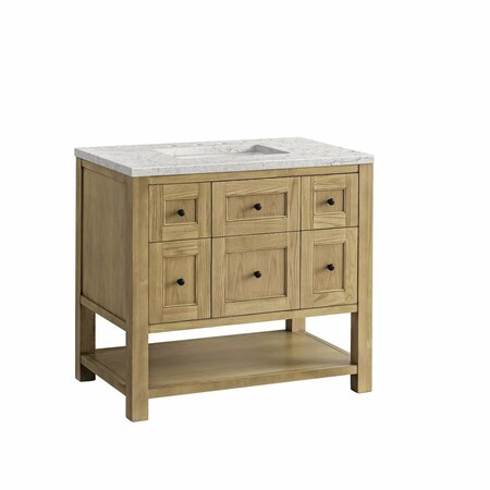 James Martin Vanities Breckenridge 36in Single Vanity, Light Natural Oak w/ 3 CM Eternal Jasmine Pearl Top 330-V36-LNO-3EJP